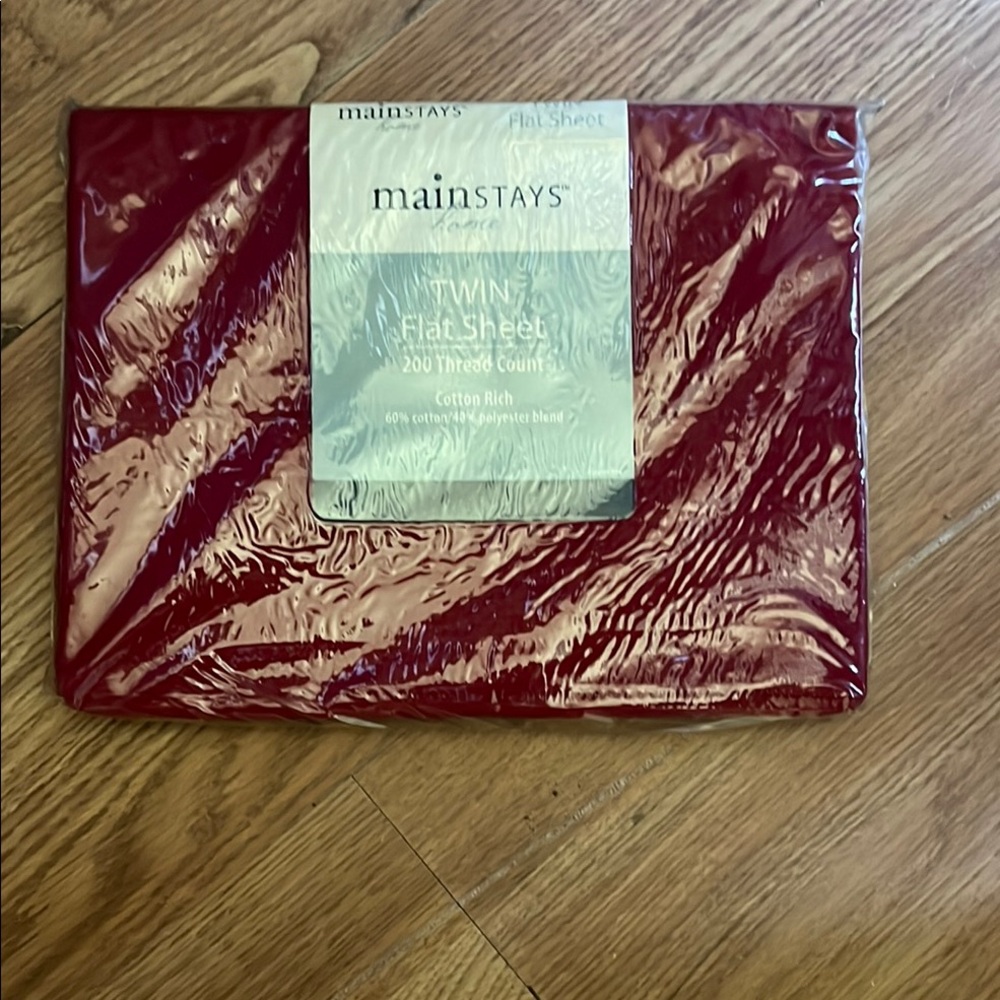 Mainstays Twin Flat Sheet in Rich Burgundy